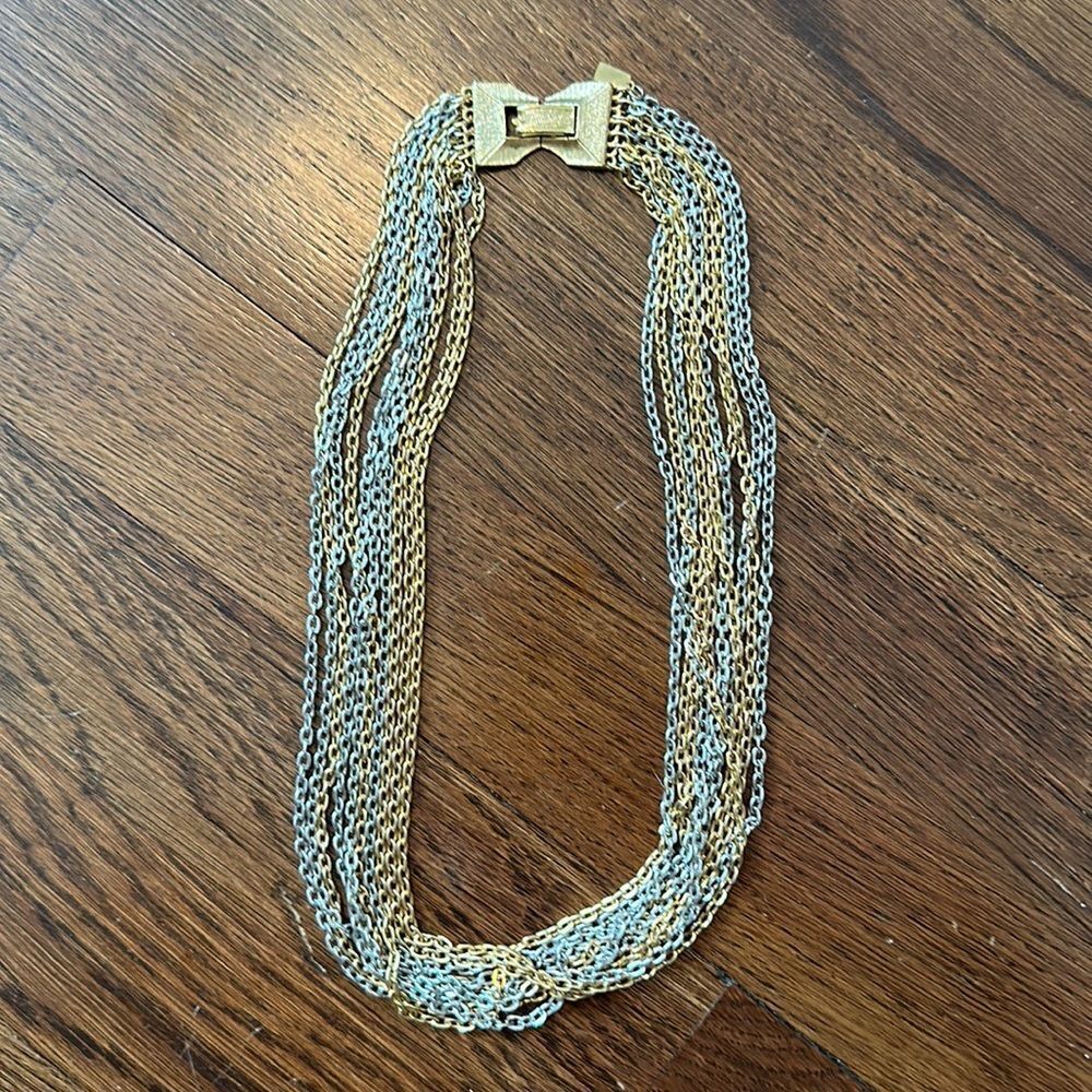Vintage Direction‎ One 10 chain strand gold & silver tone necklace